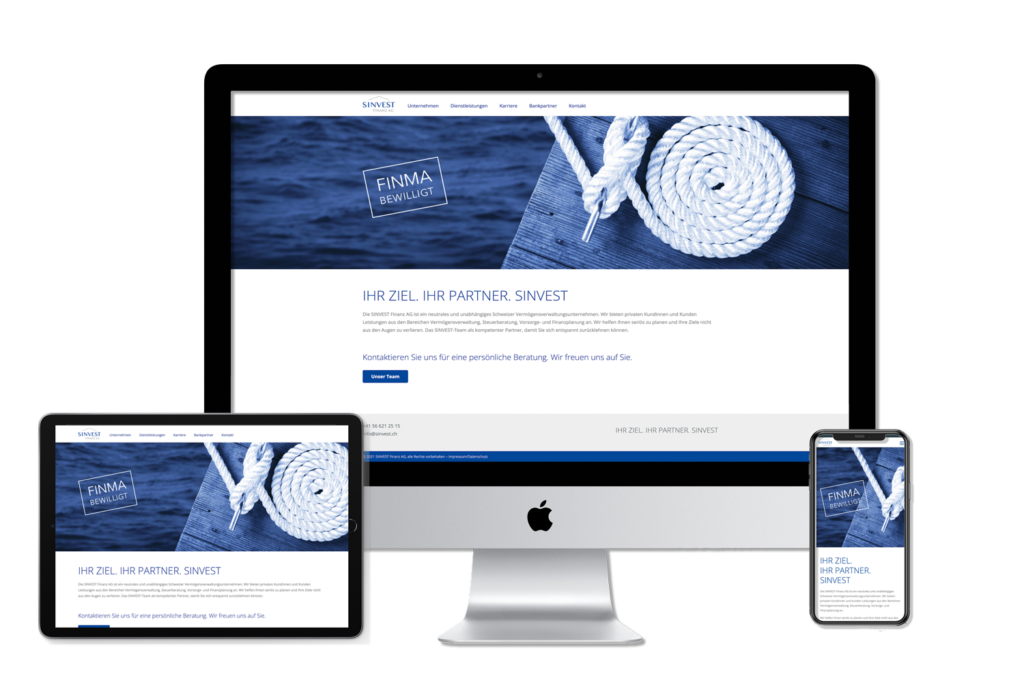 Webprojekt - neue Webseite erstellt für Sinvest