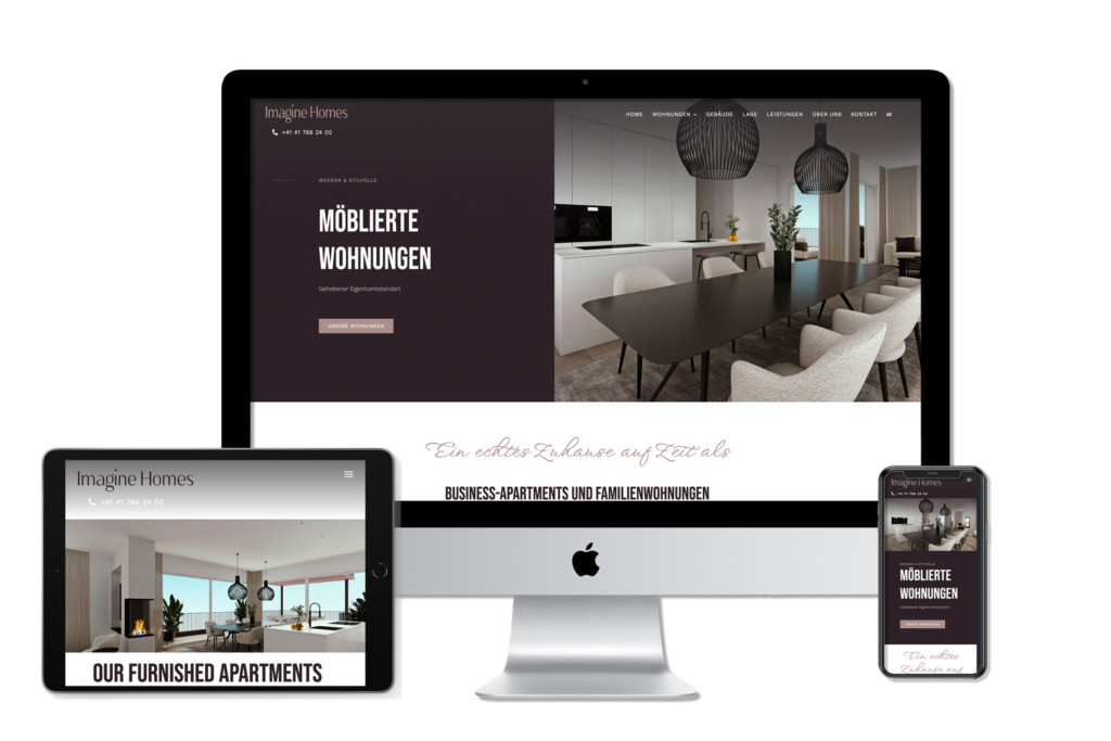 Webprojekt - neue Webseite erstellt für Imagine Homes AG